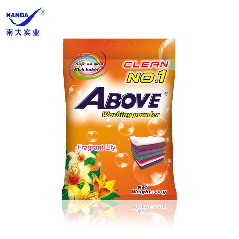 above百合香芳香無磷亮白高效潔凈含除菌因子深層除菌洗衣粉批發(fā)定制500G